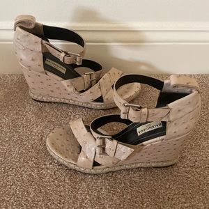 Balenciaga Ostrich Wedge Sandals